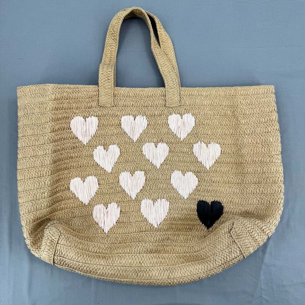 BTB Los Angeles Be Mine Straw Tote Bag Sand